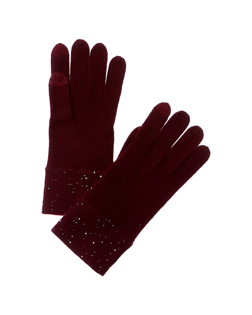 Sofia Cashmere Sofiacashmere Sequin Cashmere Gloves In Red