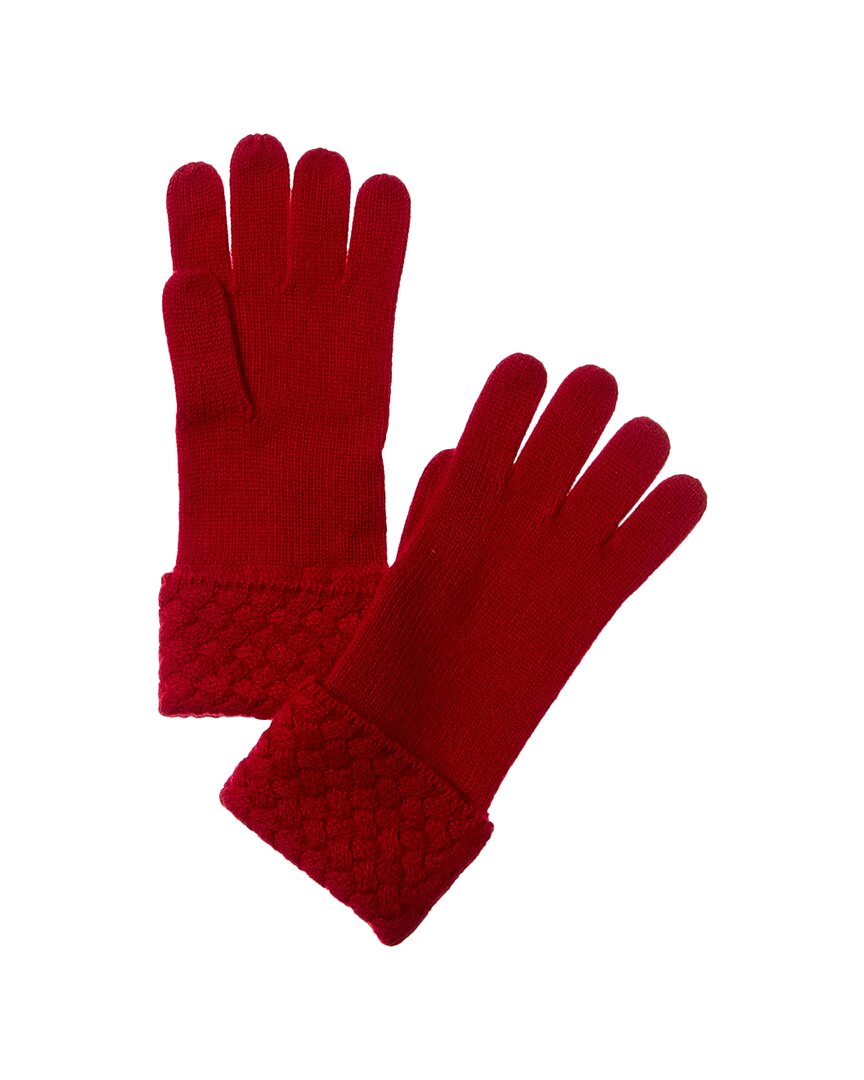 Sofia Cashmere Sofiacashmere Basketweave Stitch Cashmere Gloves In Red