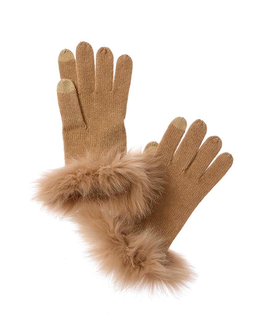 Sofia Cashmere Sofiacashmere Tech Cashmere Gloves In Brown