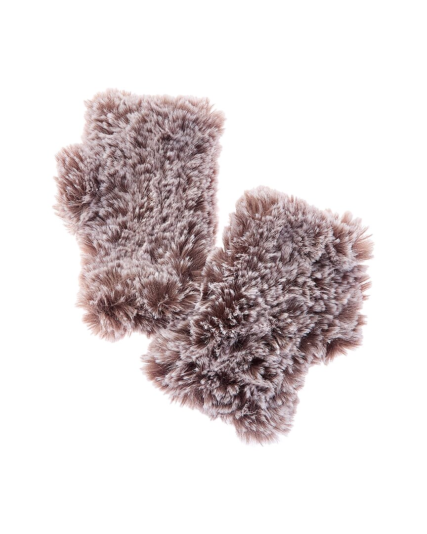 Surell Accessories Faux-fur Knit Fingerless Mittens In Grey