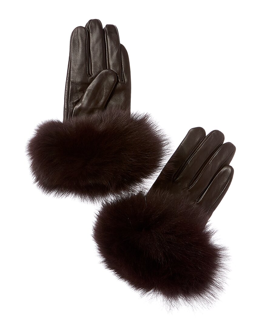 La Fiorentina Leather Gloves In Black