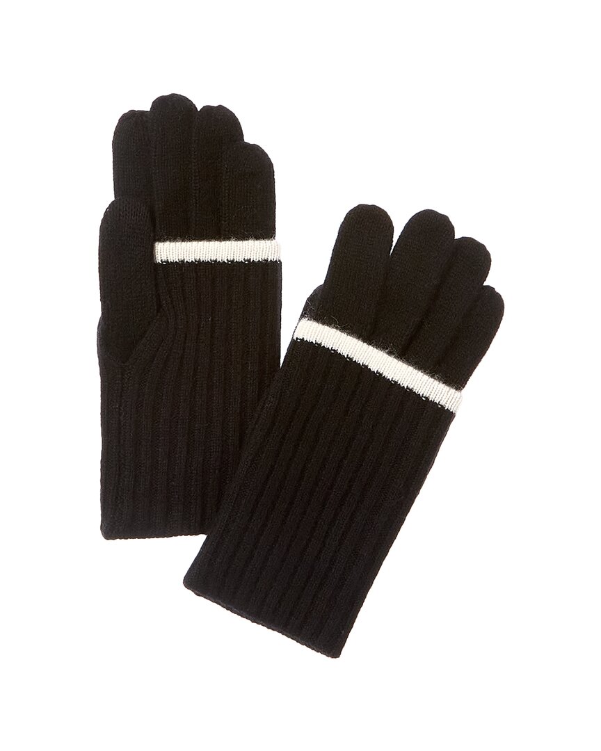 Amicale Cashmere Fold-over Tipped Cuff Cashmere Gloves In Black