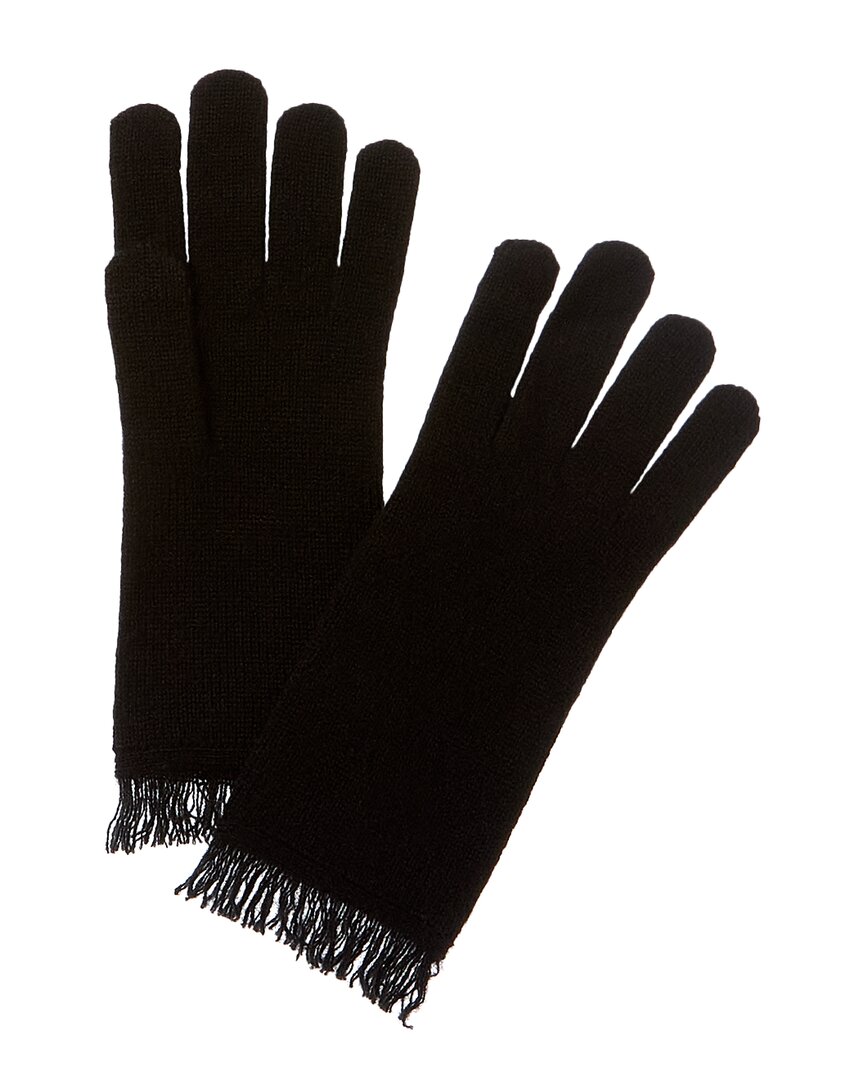 Amicale Cashmere Jersey Fringe Cashmere Gloves In Black