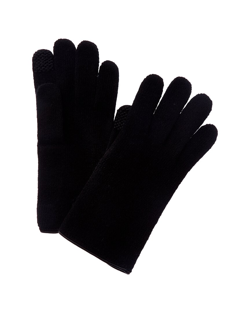 Portolano Leather-trim Cashmere Gloves In Black