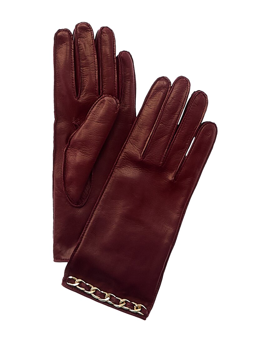 Portolano Chain Detail Silk-lined Leather Gloves