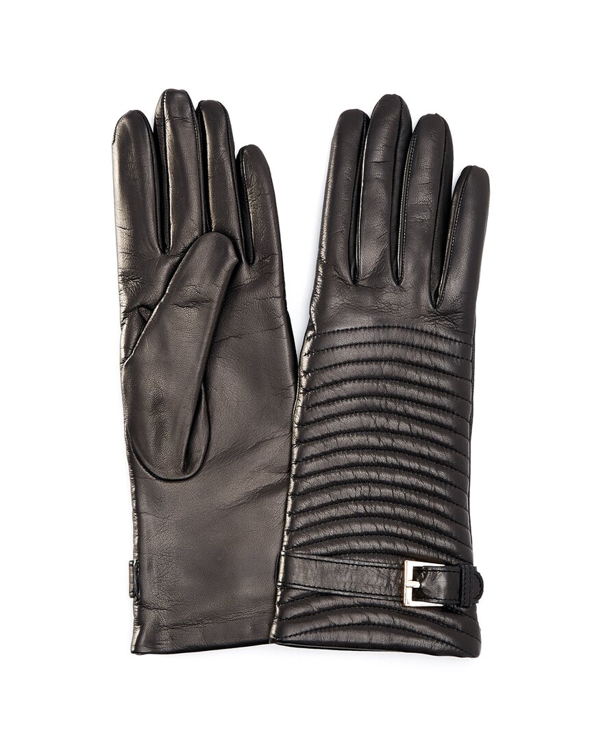 Shop Portolano Women's Black Leather Gloves