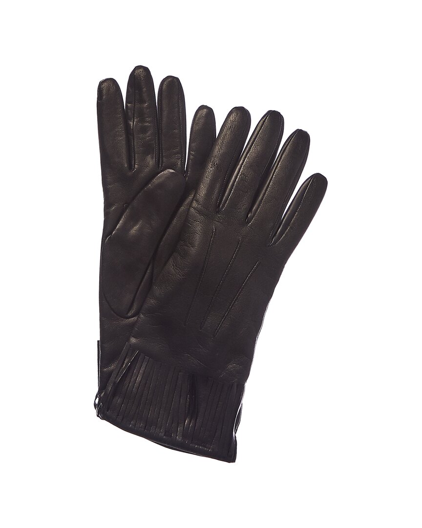 Shop Portolano Women's Black Cashmere-lined Leather Gloves
