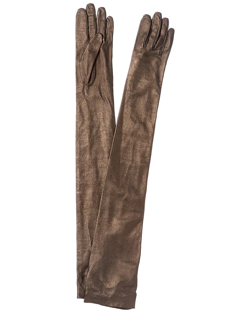 Brunello Cucinelli Leather Gloves In Gold
