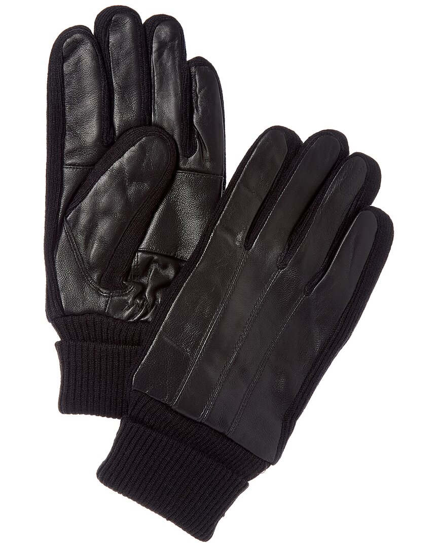 Surell Accessories Leather Gloves In Black