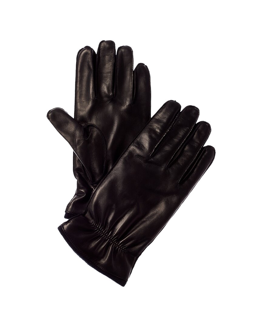 Shop Portolano Leather & Wool Gloves In Black