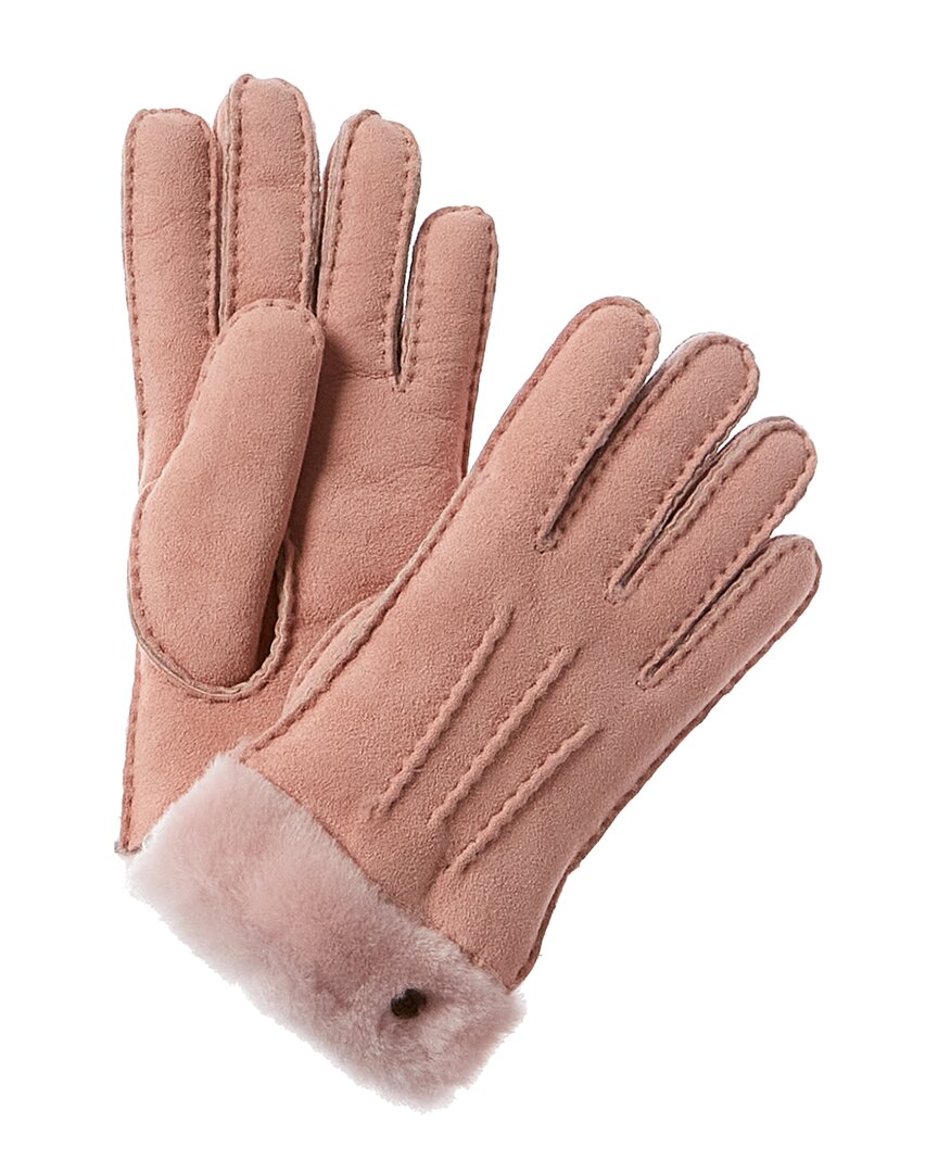 Ugg Exposed Shearling Gloves In Pink