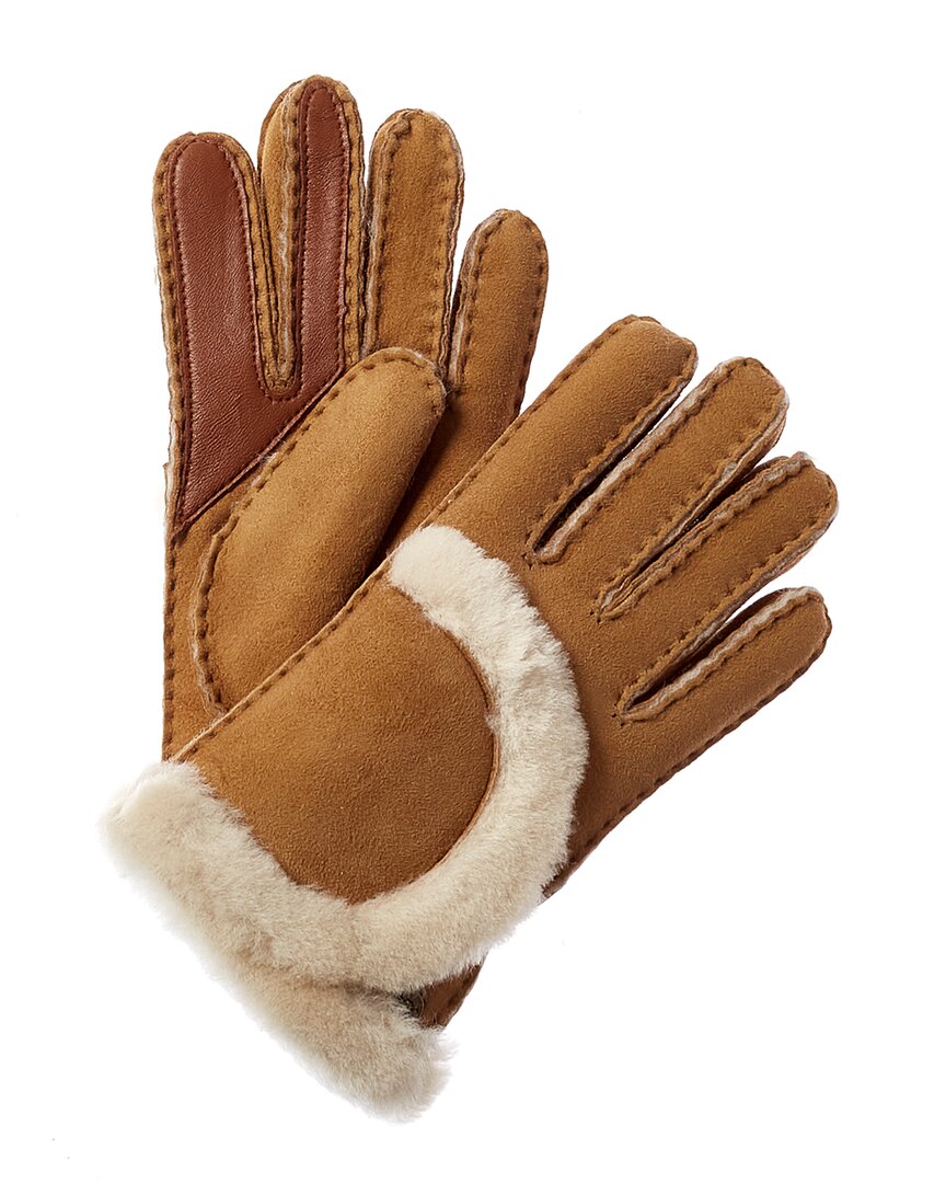 Shop Ugg Exposed-seam Suede Gloves In Brown