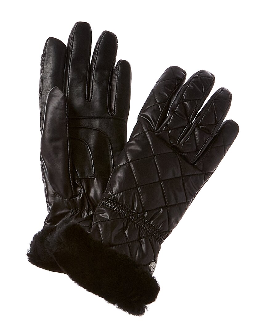 UGG UGG ALL WEATHER QUILTED LEATHER-TRIM GLOVES