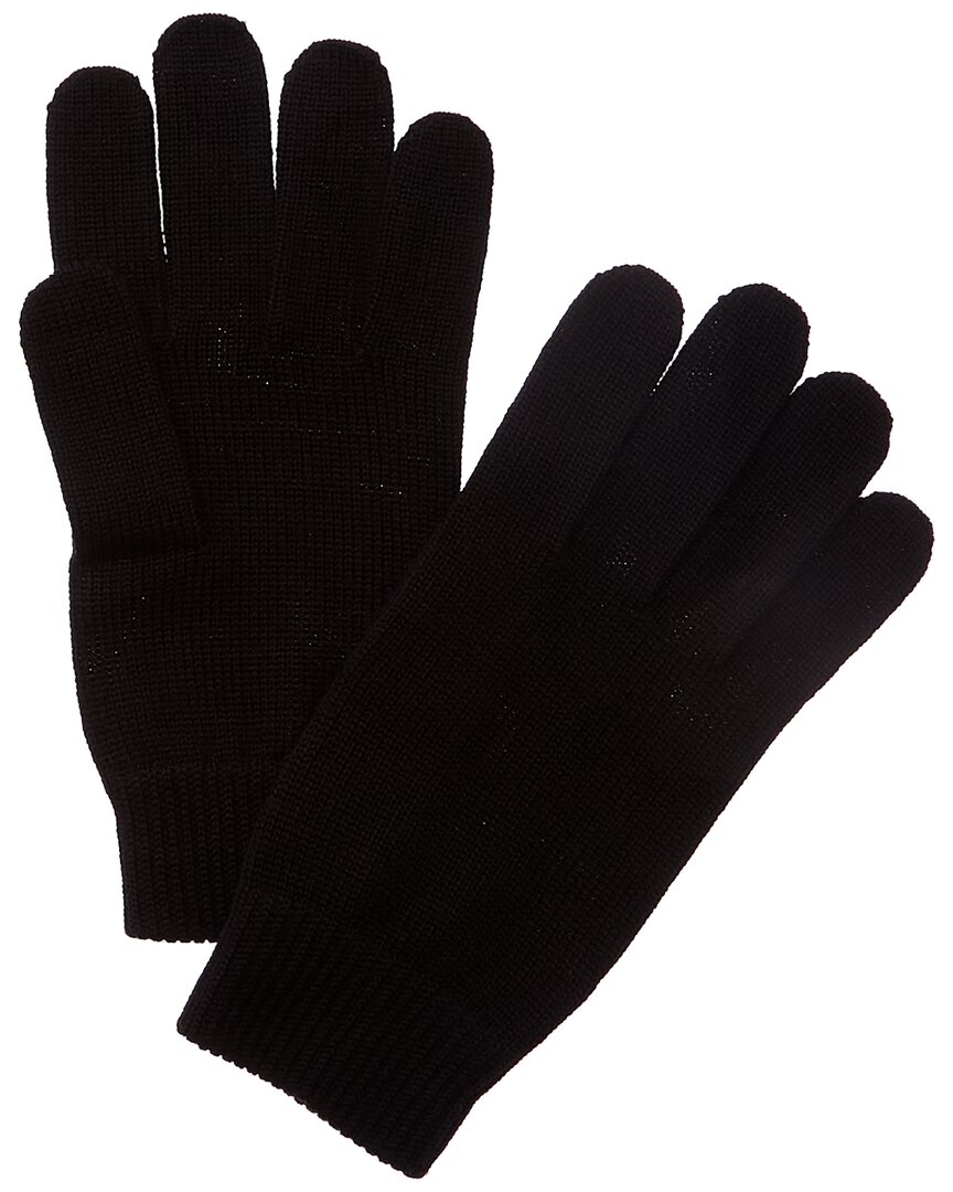 Portolano Ribbed Cuff Wool Gloves In Black