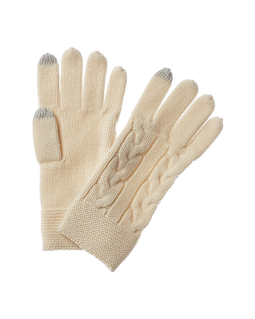 Shop Forte Cashmere Luxe Cable Wool-blend Gloves In White