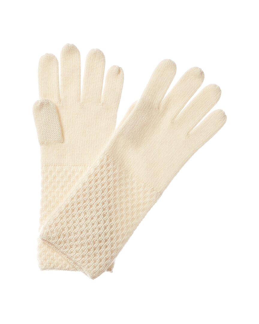 Shop Forte Cashmere Texture Cashmere Gloves In White