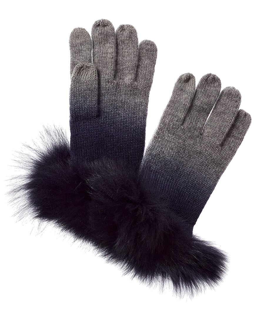 Shop Sofiacashmere Dip-dye Cashmere Gloves In Grey