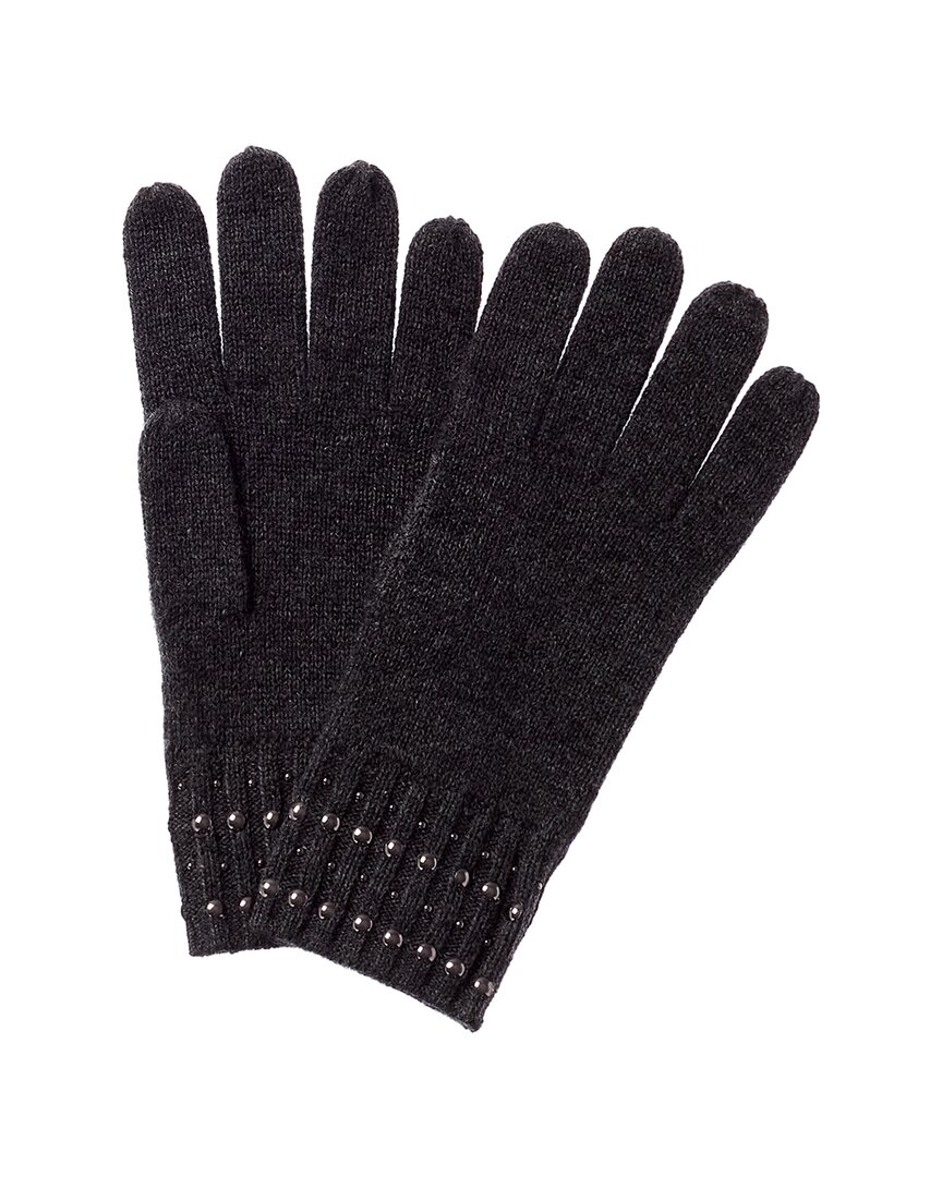 Shop Forte Cashmere Studded Cashmere Gloves In Grey