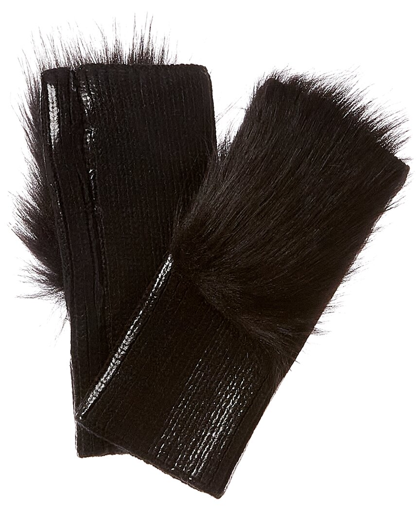 Adrienne Landau Metallic Gloves In Black