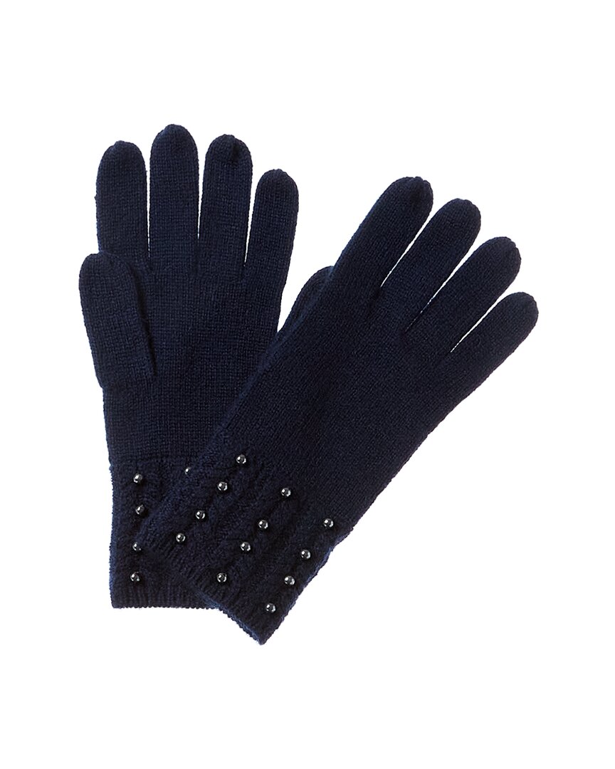 Forte Cashmere Pearl-studded Cashmere Gloves In Black