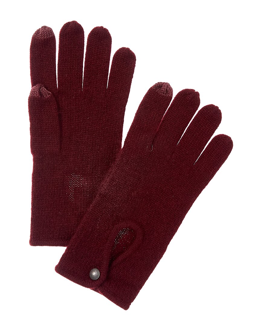 Forte Cashmere Keyhole Cashmere Gloves In Red