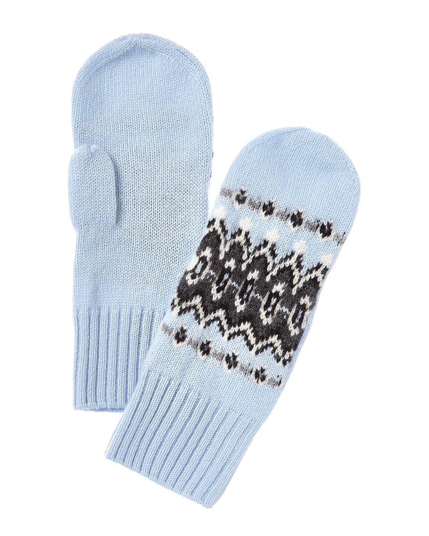 Forte Cashmere Jacquard Cashmere Mittens In Blue