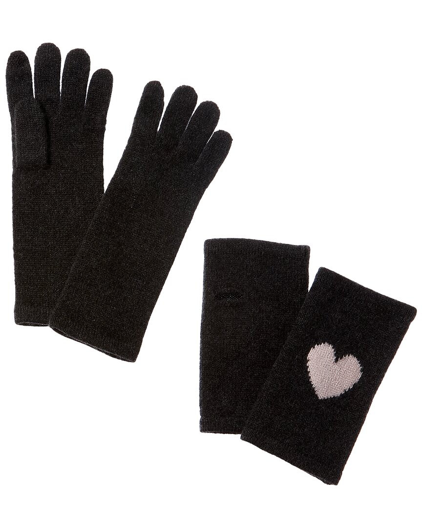 Hannah Rose 3-in-1 Heart Cashmere Gloves In Grey