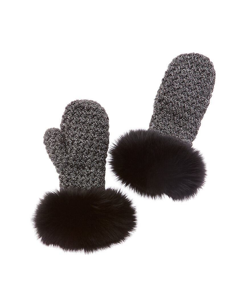 Shop Surell Accessories Fleece-lined Knit Mittens In Black