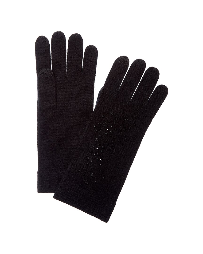 Forte Cashmere Crystal Cashmere Gloves In Black