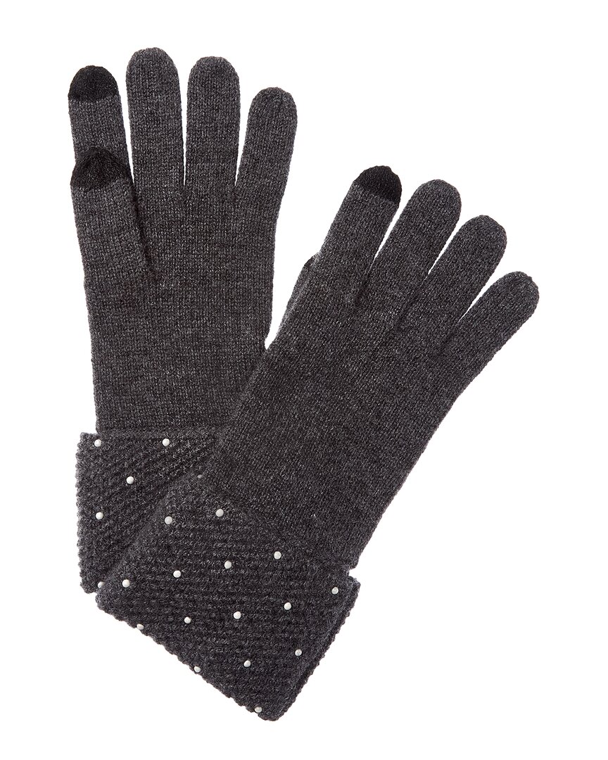Sofia Cashmere Sofiacashmere Heat Set Cuffs Cashmere Glove In Grey