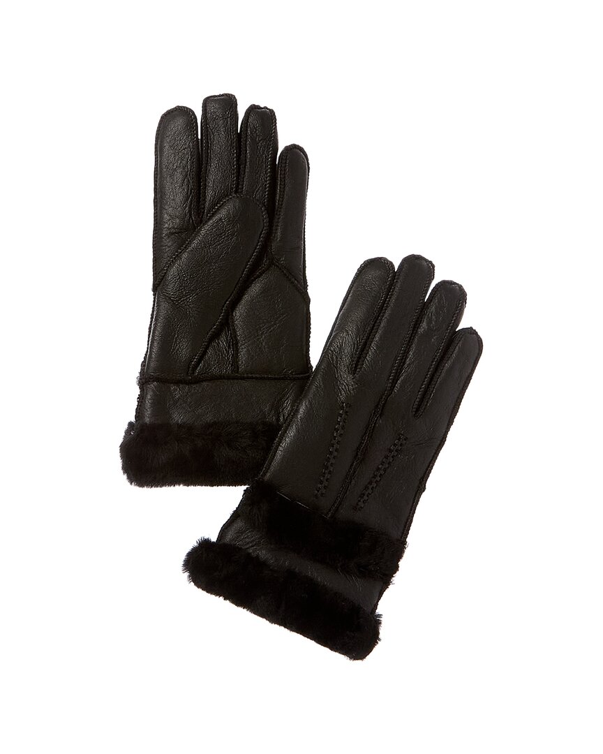 Surell Accessories Shearling Gloves In Black