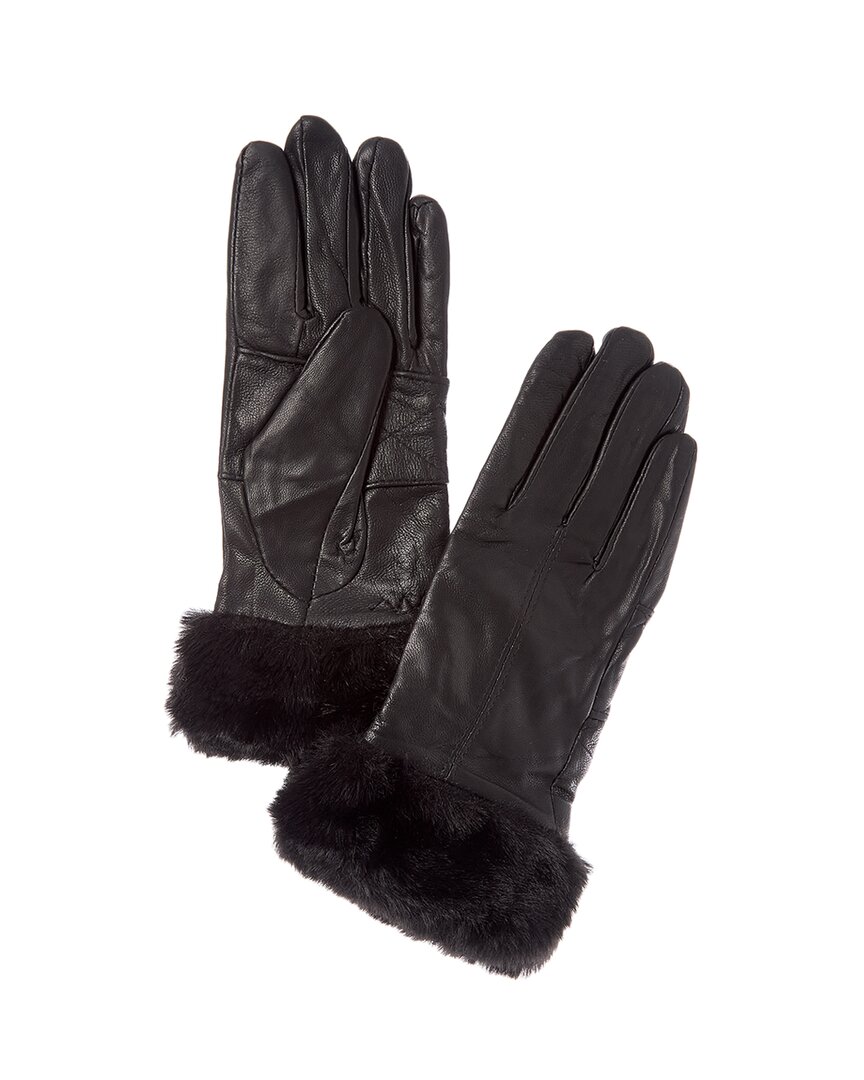 Surell Accessories Leather Gloves In Black