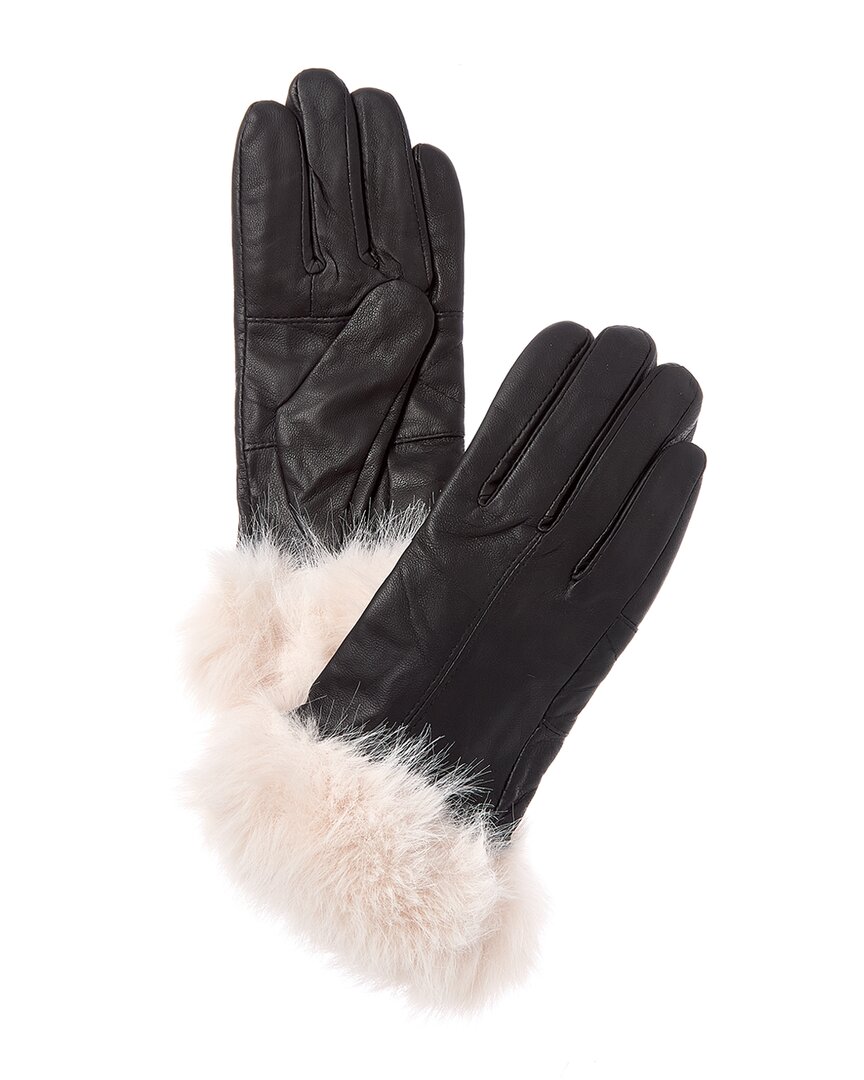 Surell Accessories Leather Gloves In Black