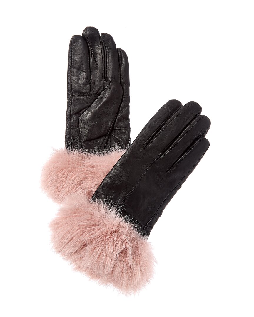 Surell Accessories Leather Gloves In Black