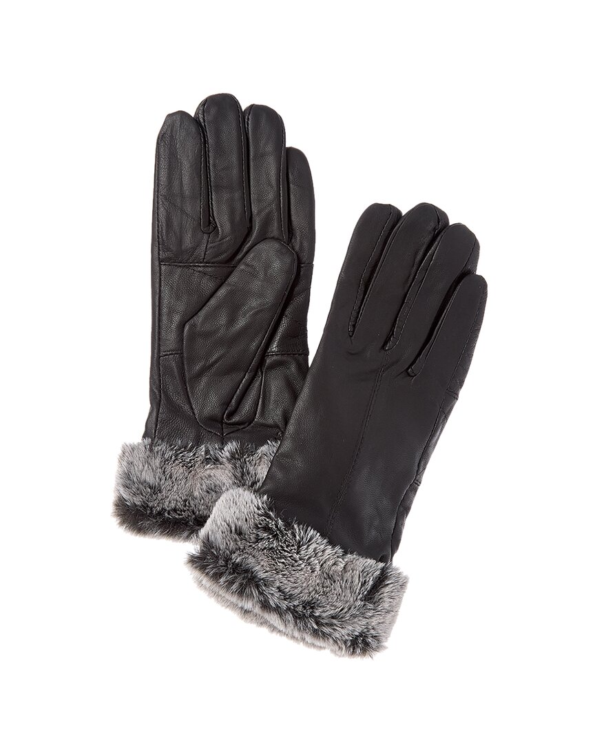 Surell Accessories Leather Gloves In Black