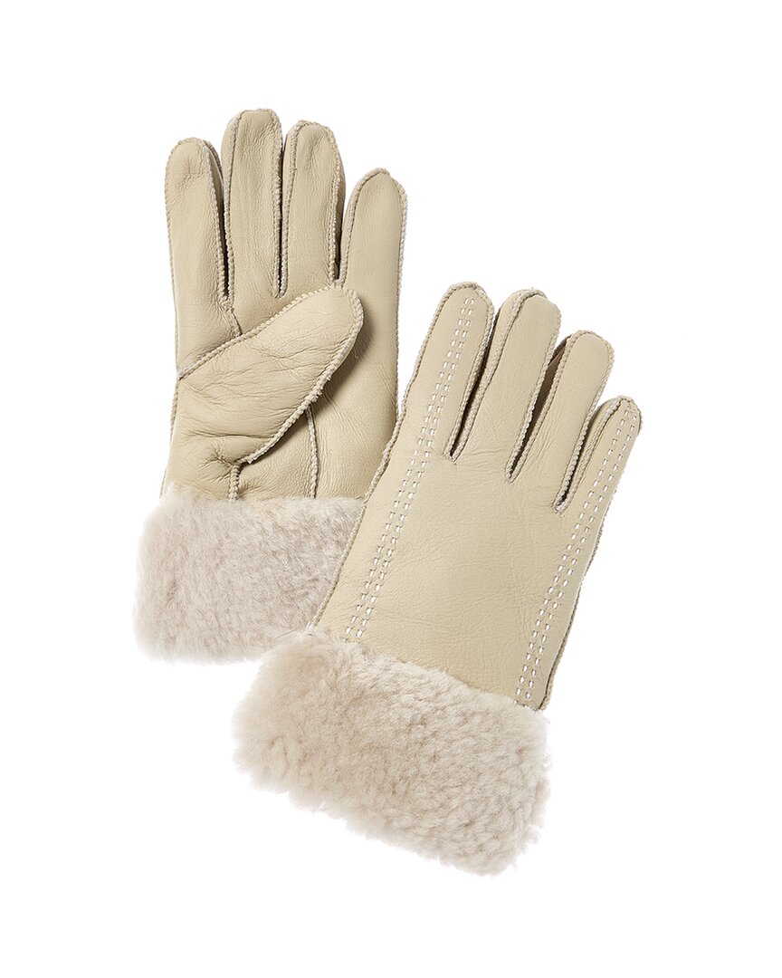 Surell Accessories Shearling Gloves In Green