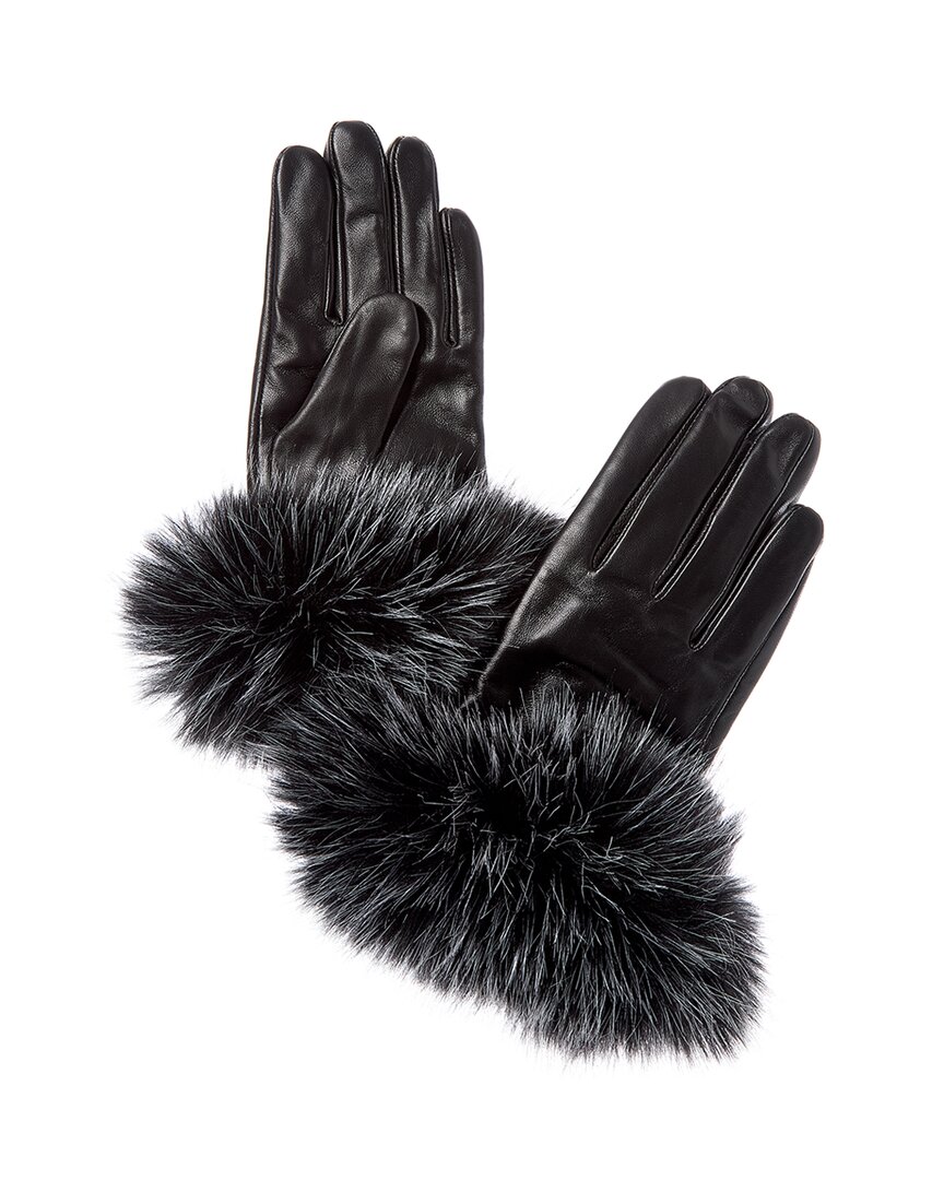 La Fiorentina Leather Gloves In Gray