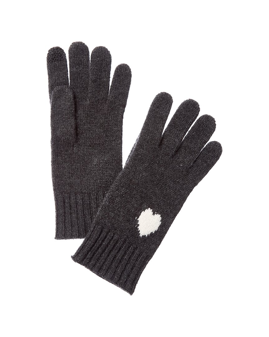 Hannah Rose Mini Heart Intarsia Cashmere Gloves In Gray