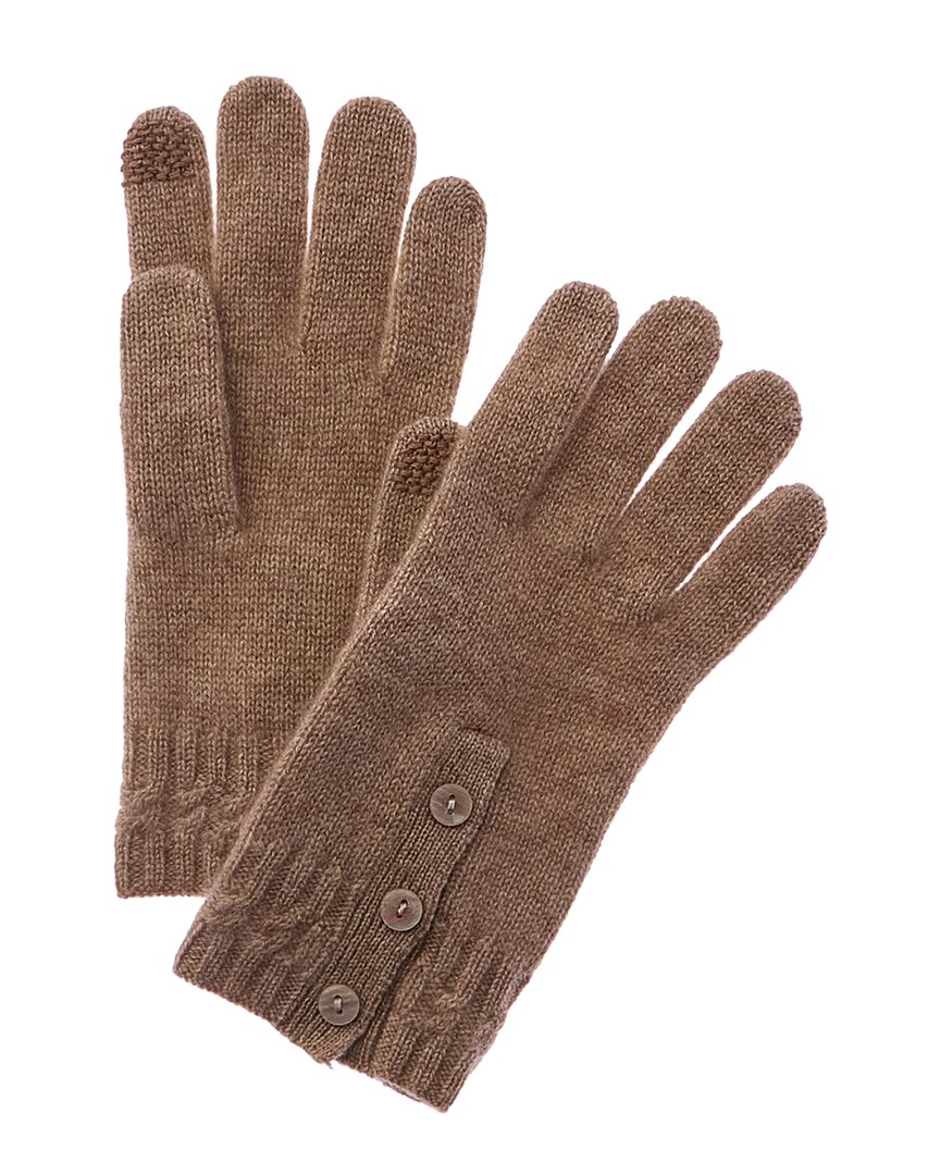 Hannah Rose Buttons & Twisted Cable Cuff Cashmere Gloves In Brown
