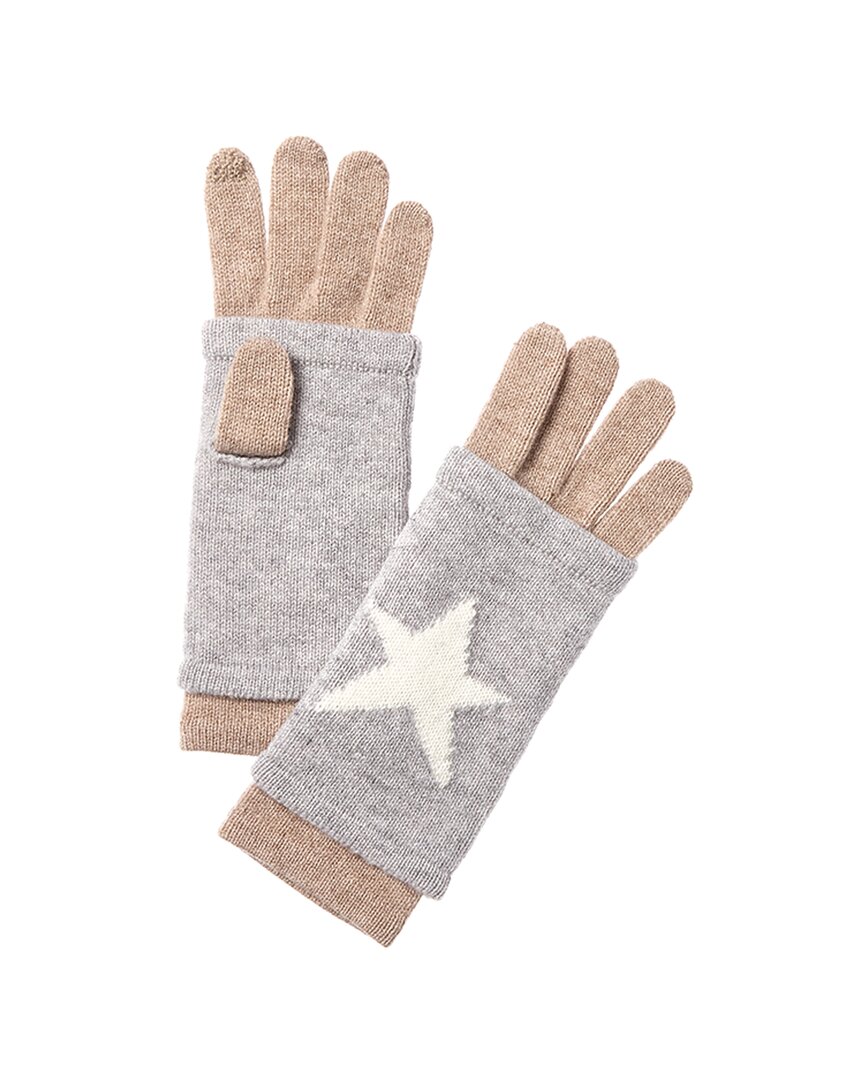 Hannah Rose Star Intarsia Wool & Cashmere-blend 3-in-1 Gloves In Black