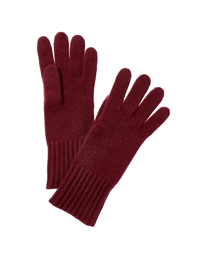 Hannah Rose Lurex Cashmere Gloves In Burgundy