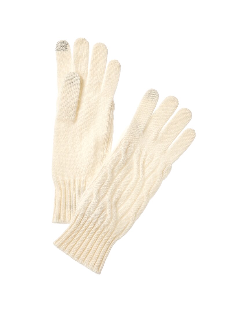 Hannah Rose Wide Cable Cashmere Gloves In Neutral