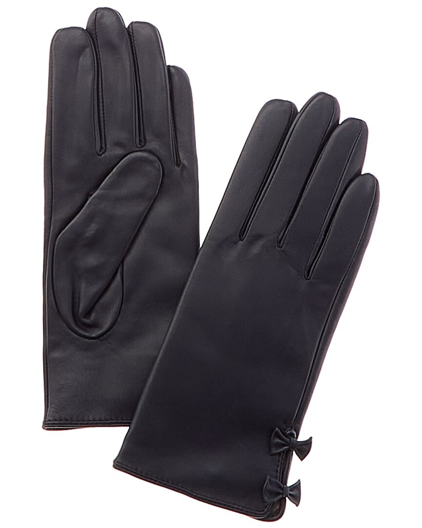Shop Phenix Bow Cashmere-lined Leather Gloves In Blue
