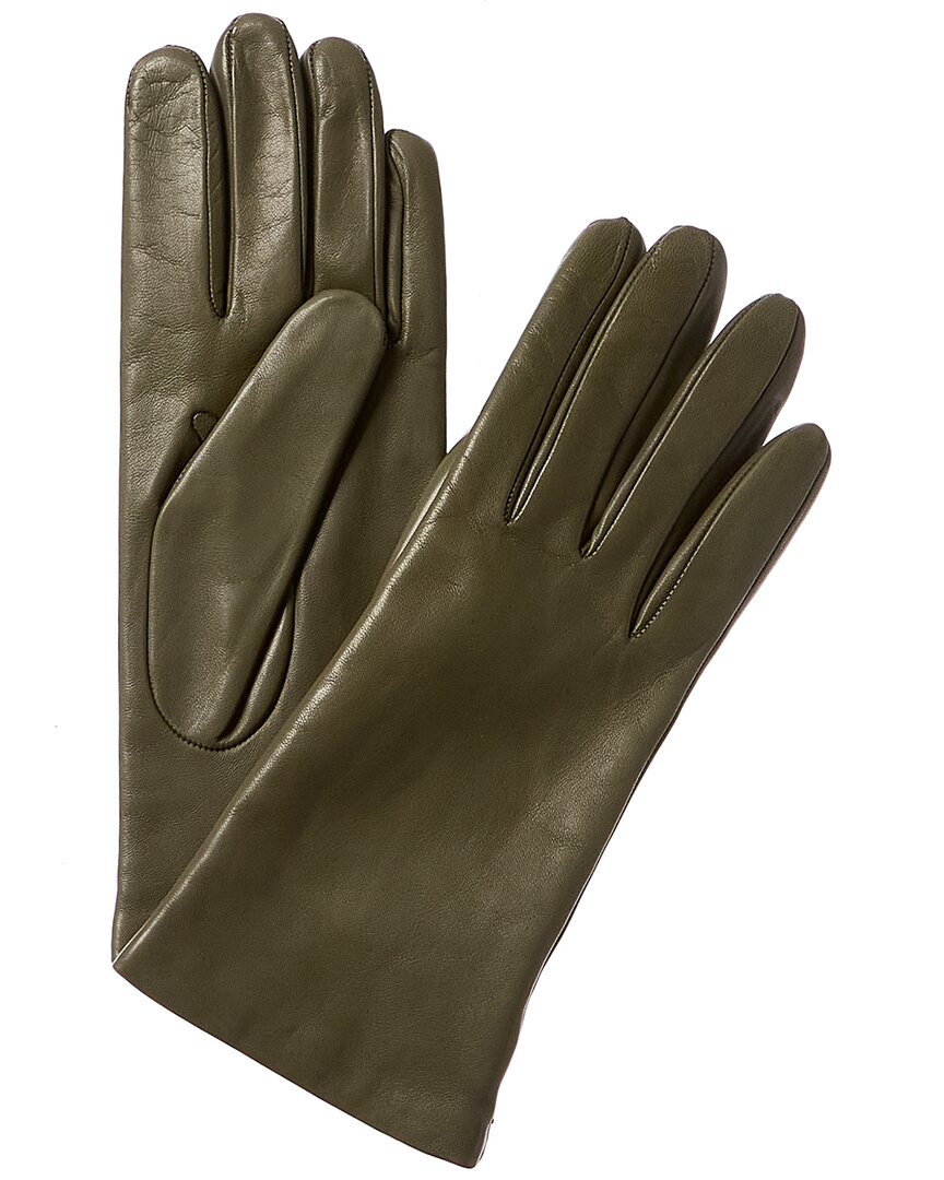 Portolano Cashmere-lined Leather Gloves In Green