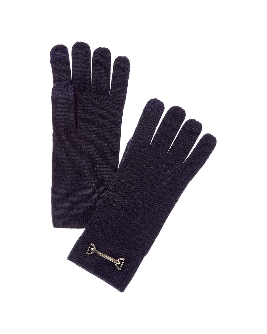 Bruno Magli Horsebit Knit Cashmere Gloves In Blue