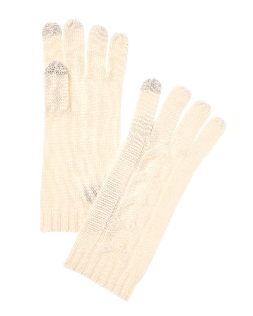 Bruno Magli Center Cable Cashmere Gloves In Neutral