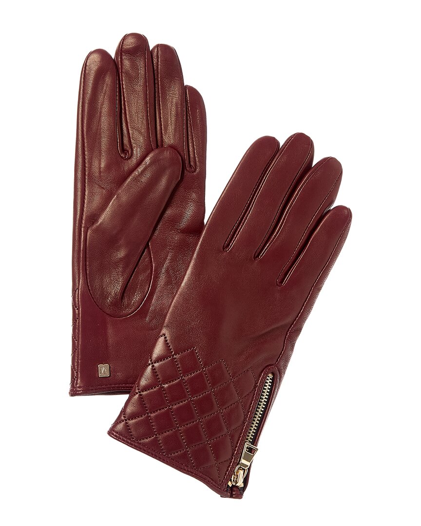 Bruno Magli Cashmere-lined Leather Gloves In Burgundy