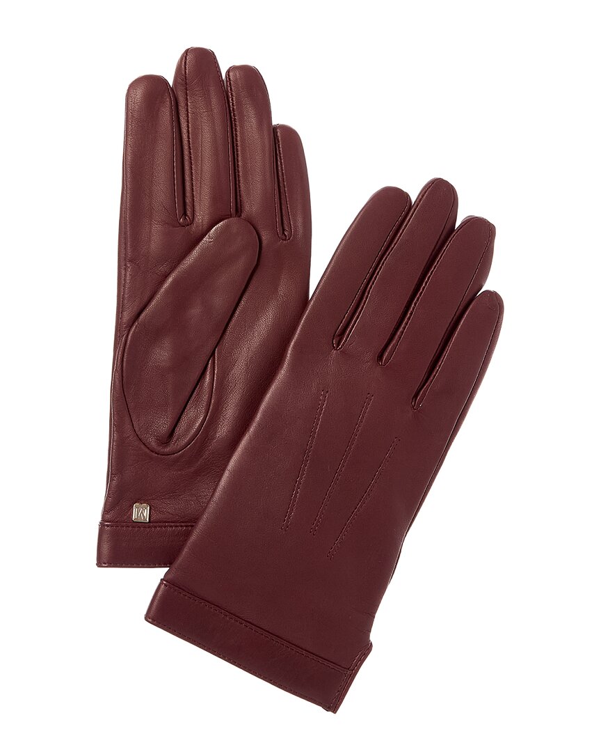Bruno Magli Cashmere-lined Leather Gloves In Burgundy