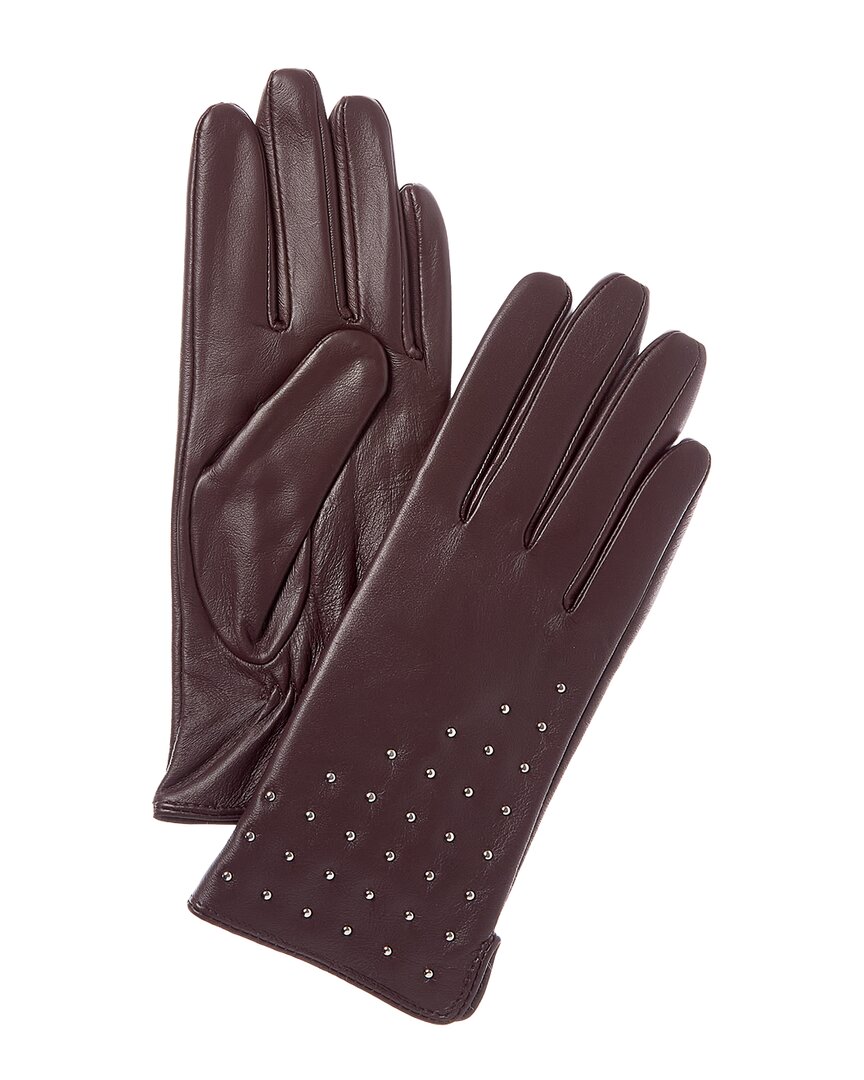 Bruno Magli Cashmere-lined Leather Gloves In Brown