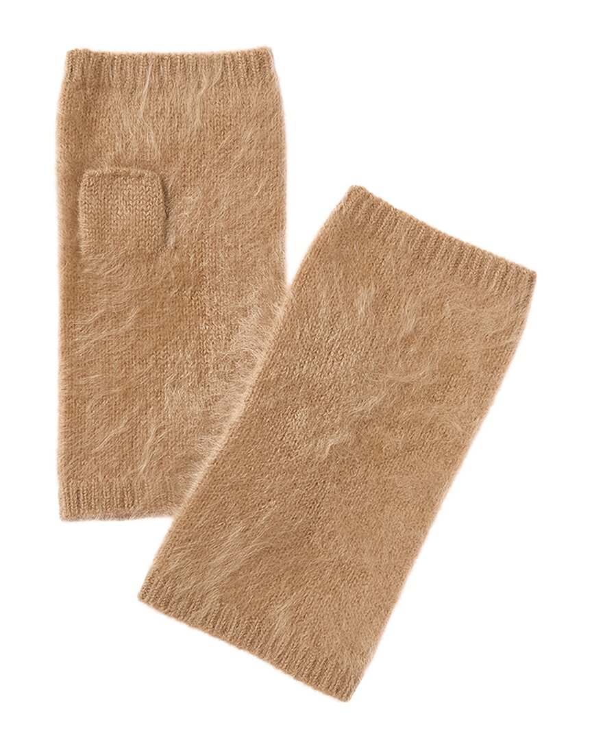 Amicale Cashmere Brushed Cashmere Armwarmers In Brown